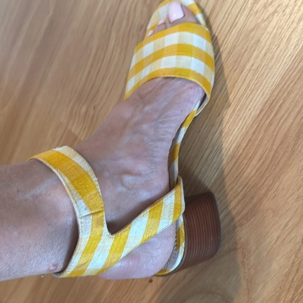 J.Crew Yellow and white Gingham Women's Sandals